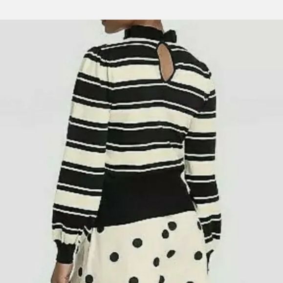 New Women's Pullover Sweater Top High Neck Who What Wear Striped Size Large - Picture 2 of 3